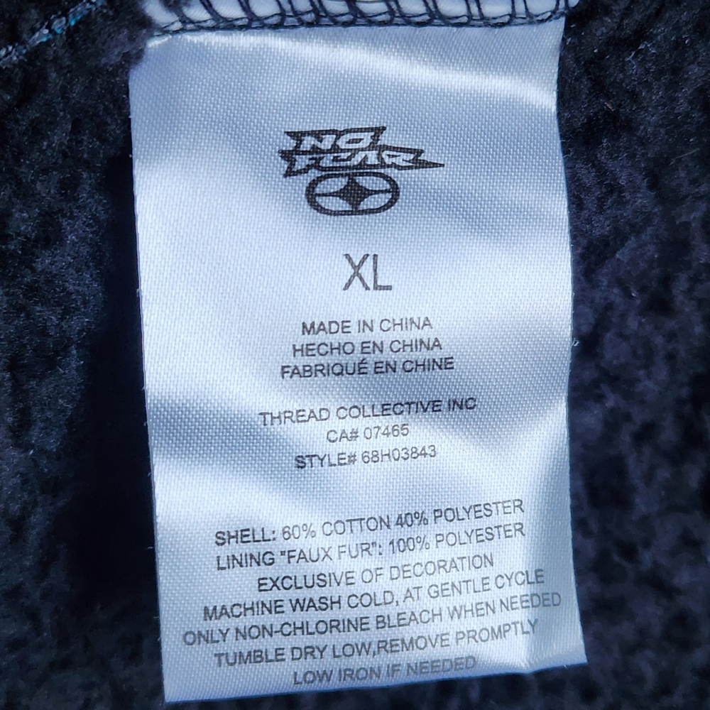 No Fear Sweatshirt Mens XL Gray & Blue Striped Full Zip Fleece Lined Hoodie Y2K - Picture 4 of 15